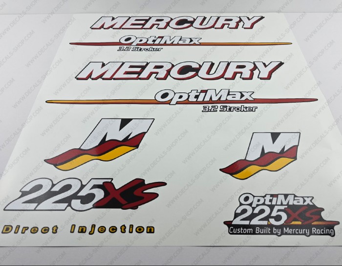 Mercury Racing 225XS Optimax 3.2 Stroker 2006-2012 Outboard Decal Kit